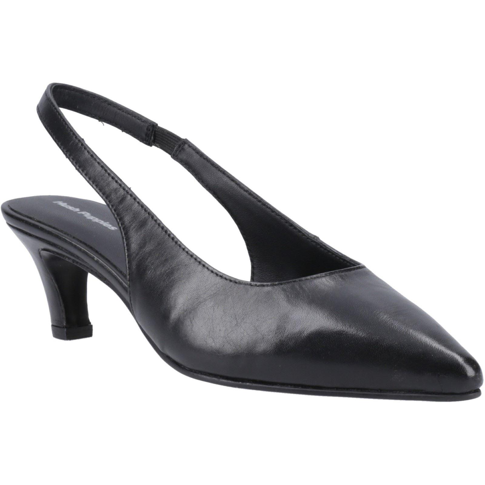 Hush Puppies Nahla Leder Damen Schwarze Spitz Zehen Slingback Schuhe