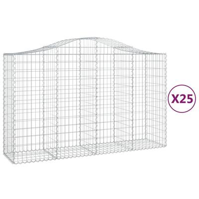 vidaXL Gabionen mit Hochbogen 25Stk. 200x50x120/140cm Verzinktes Eisen