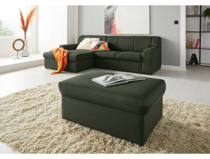 DOMO collection Hocker Topper, mit Wellenunterfederung, auf Kunststoffgleitern