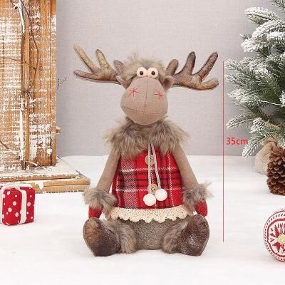 Uplift Picks Retractable Standing Christmas Elk Doll Red Fabric Holiday Decor 96 B