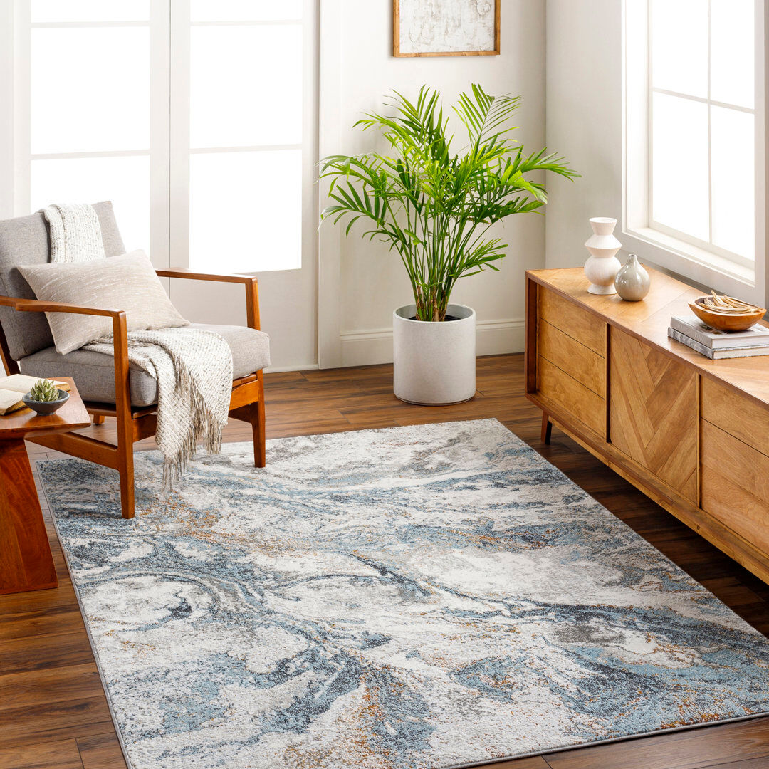 Metro Darsie Abstract Area Rug Blue/Gray Rectangle 200 x 275 cm