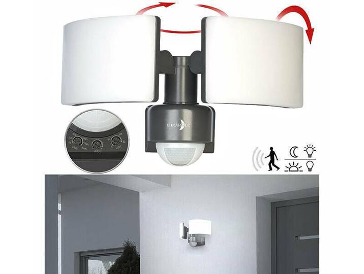 Double projecteur LED mural d'extérieur 3200 lm avec capteur PIR