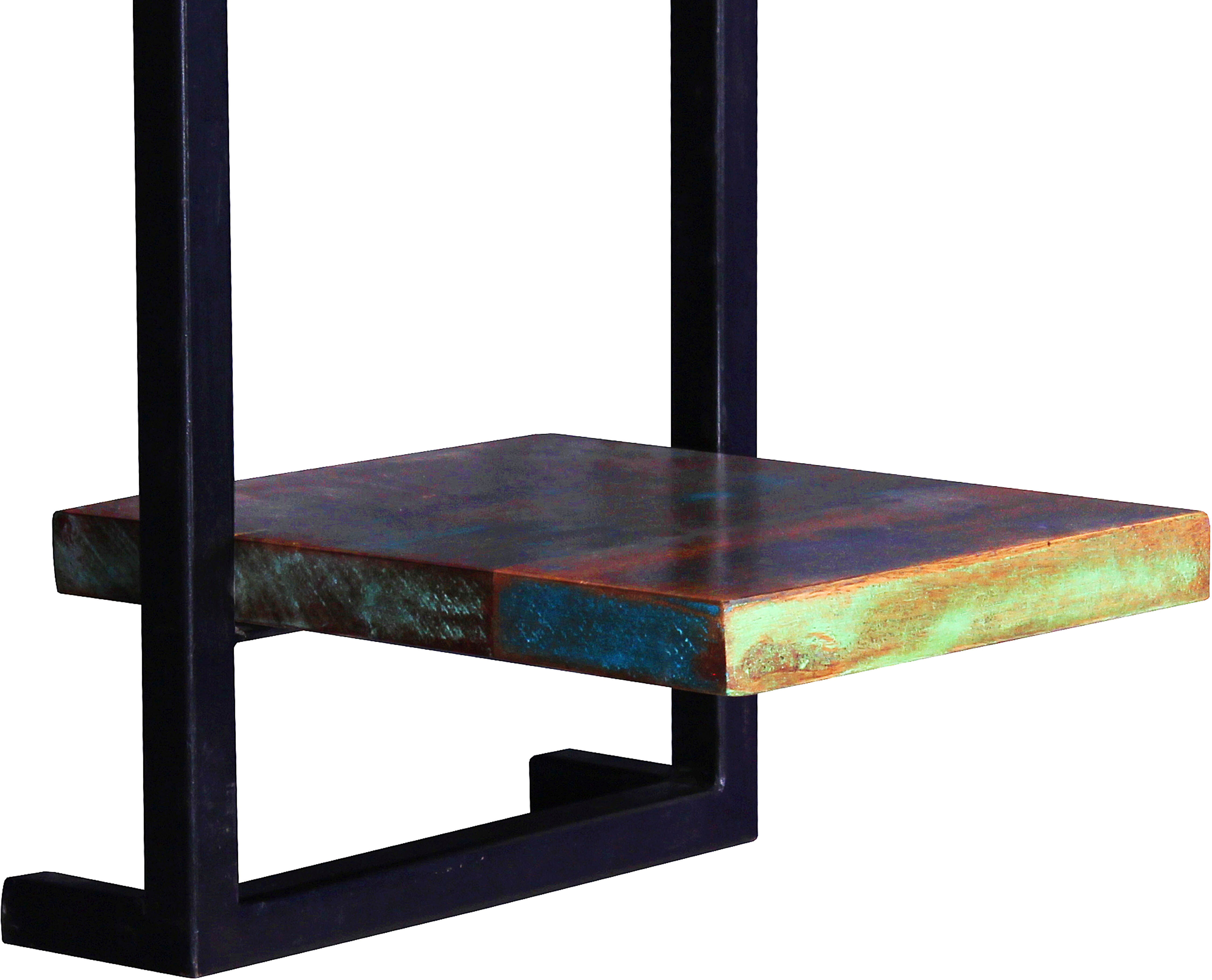 Wandregal SIT "Camogli aus Altholz mit schwarzem Metallrahmen", bunt (schwarz, bunt), B:25cm H:75cm T:25cm, Massivholz, Metall, Regale, Wandregal, 2 Böden für vielseitige und dekorative Wandgestaltung schwarz, bunt B/H/T: 25cm x 75cm x 25cm