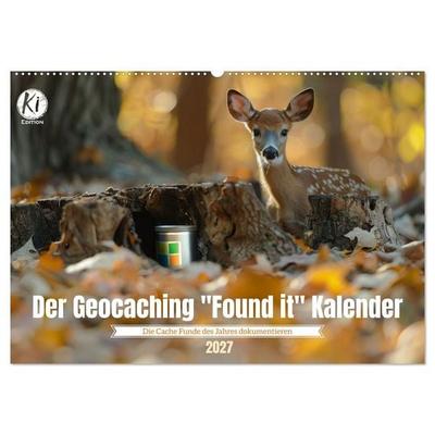 Der Geocaching Found it Kalender (Wandkalender 2027 DIN A2 quer), CALVENDO Monatskalender