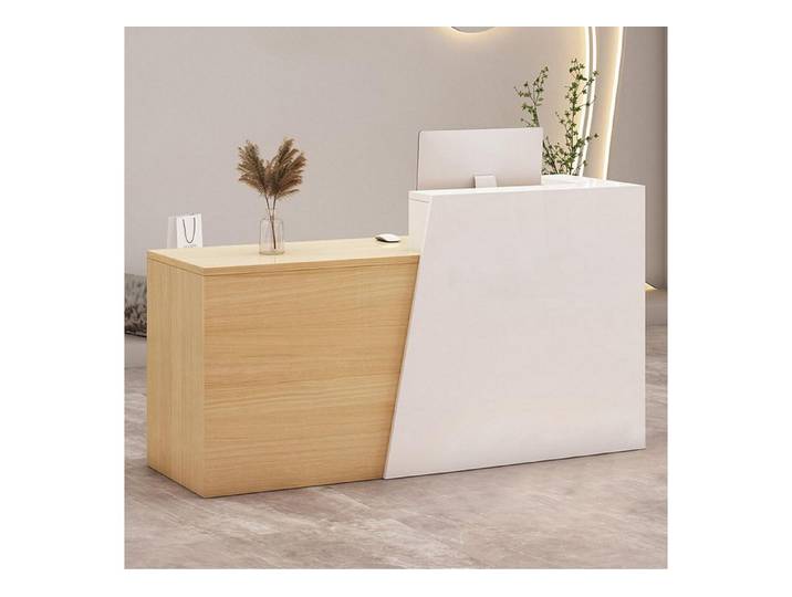 LuxusKollektion Empfangstheke Empfangstheke Kassentisch Schublade 170×42×100cm White + Wood Right (1-St)