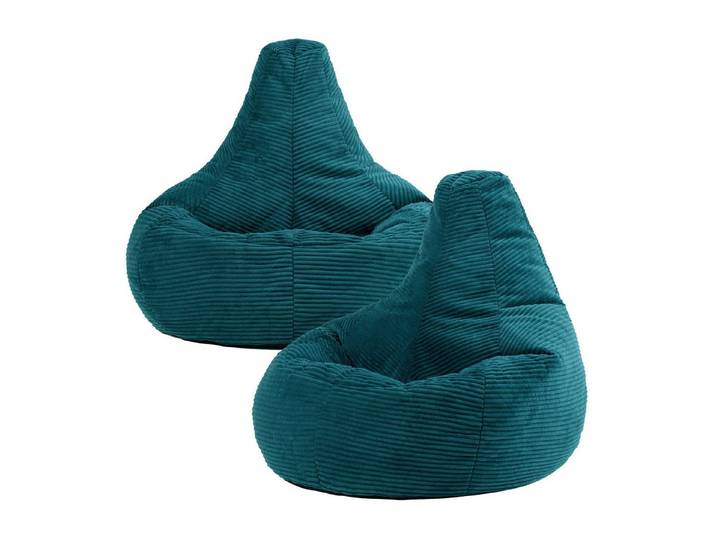 icon Sitzsack 2er Set Sessel mit Rückenlehne aus Cord „Dalton“, Sitzsack XXL, Gaming Sitzsack, Made in Germany, Erwachsene & Kinder