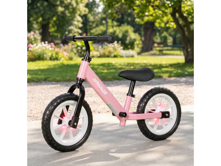 AIYAPLAY Draisienne Enfant 2-5 Ans Roues Lumineuses Rose 50kg