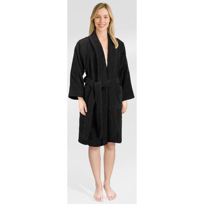 Damenbademantel HAMMETEX "Ren, 100% Baumwolle" Gr. XS, schwarz, L:100cm, Baumwolle, Hausmäntel, 380 g/m² Frottee Bademantel mit Taschen – Saugfähig & Weich