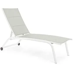 Gartenliege Cleopas 2er-Set, Aluminium und Textilene, modern verstellbar, weiß mit Rädern