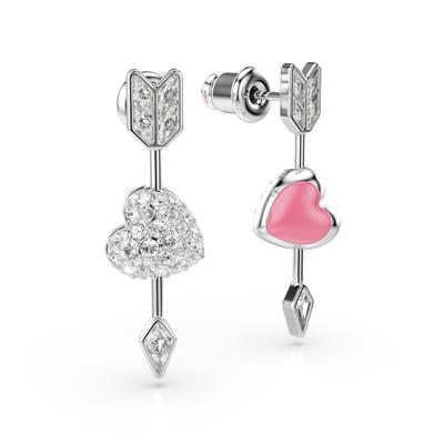 Paar Ohrhänger SWAROVSKI "Schmuck Geschenk Idyllia Ohrringe Herz Pfeil", metallfarben, rosa, kristallweiß, kristallweiß, Ohrringe, Damen, Metall, mit Swarovski Kristall - Emaille