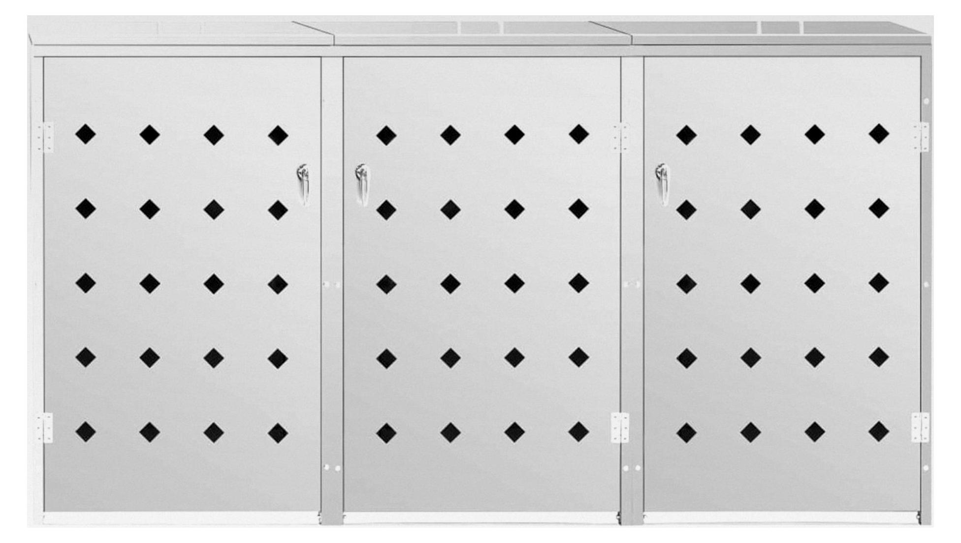 Edelstahl Mülltonnenbox für 3×240L - Silber, 207x77,5x115cm, Mülleimerschrank für den Außenbereich