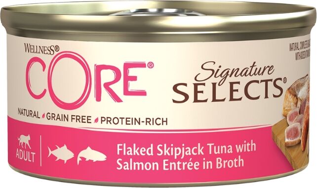 Wellness® Core Wellness Core Fiocchi per Gatti Tonno e Salmone 79 g Selezione Esclusiva