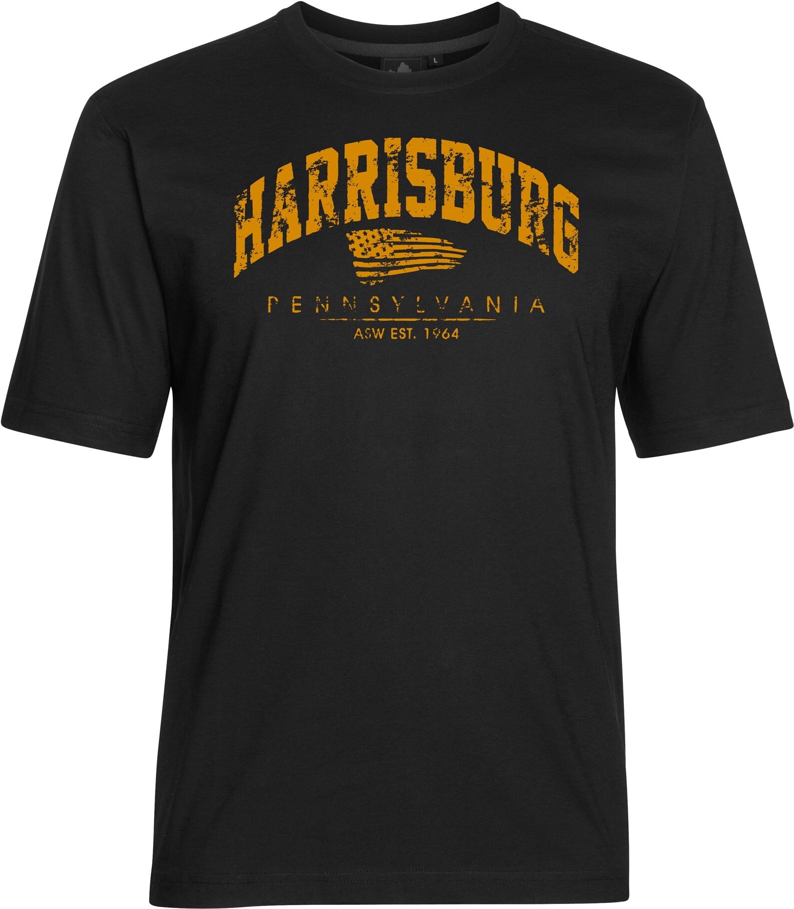 T-Shirt AHORN SPORTSWEAR "HARRISBURG", Herren, Gr. 7XL, schwarz, 100% Baumwolle, bedruckt, normal, Rundhals, Shirts T-Shirt, mit sportlichem Print