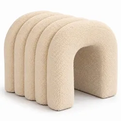 Relaxdays Hocker Teddystoff Beige