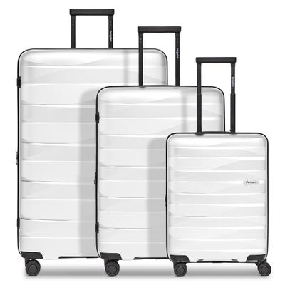 Kofferset BERGPFEIL "Travel 4-Rollen Kofferset 3-tlg. mit Dehnfalte", Herren, weiß, Polypropylen, Koffer-Sets