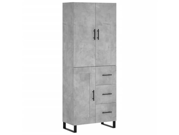 Highboard Betongrau 69,5x34x180 cm Holzwerkstoff Viel Stauraum, Metallfüße, Holzwerkstoff, Betongrau