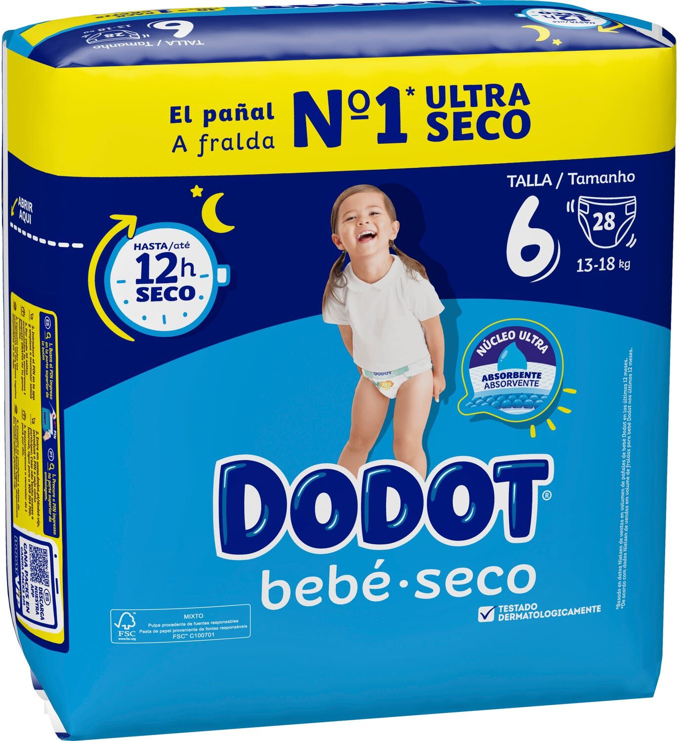 dodot Bebe Seco Talla 6 13-18Kg 28uds