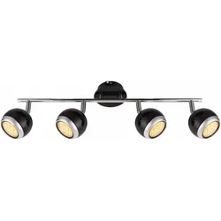 Deckenlampe Deckenleuchte Spotlampe Spotleiste Wohnzimmerlampe Deckenstrahler, 4 Flammig Spots beweglich, Metall Chrom schwarz, 4x GU10, LxH 55x15cm