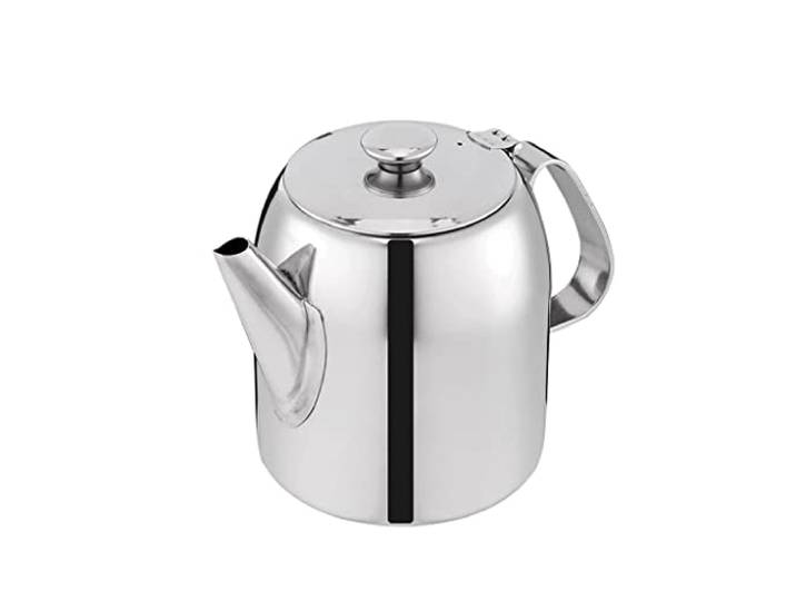GUHPZA Edelstahl Teekanne Kaffeekanne Wasserkocher Mit Filterlöchern Home Kitchen Bar Coffee Shop Zubehör,Silver-One Size