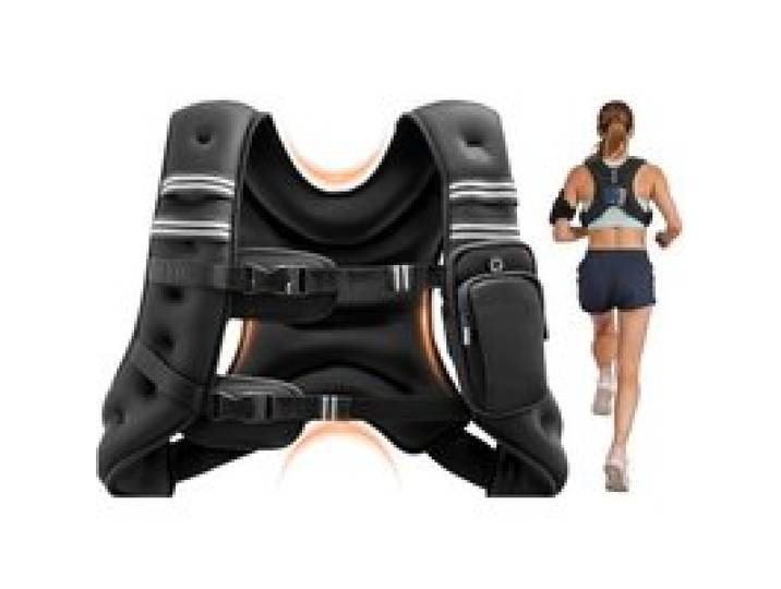 VEVOR Gewichtsvest 11,46 kg Trainingsvest met reflecterende strepen, verstelbare gesp en praktische opbergvakken, fitnessvest voor krachttraining, hardlopen, joggen, fitness en spieropbouw
