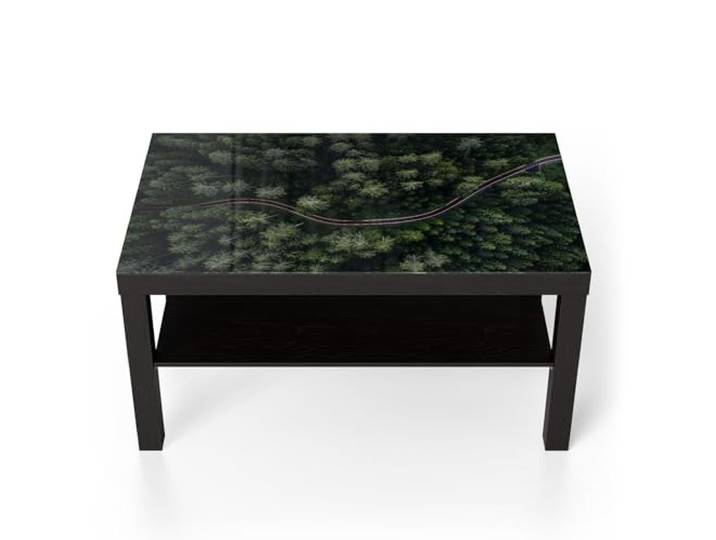 DEQORI Glastisch schwarz groß 90x50 cm Motiv Grüne Straßenwelt ausgefallener Beistelltisch aus Glas Hochglanz Couchtisch fürs Wohnzimmer moderner Couch Tisch mit Design
