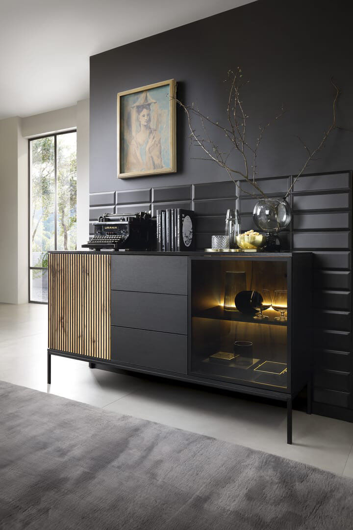 Metro Delerme 154 cm W Sideboard Black 83cm H X 154cm W X 39cm D