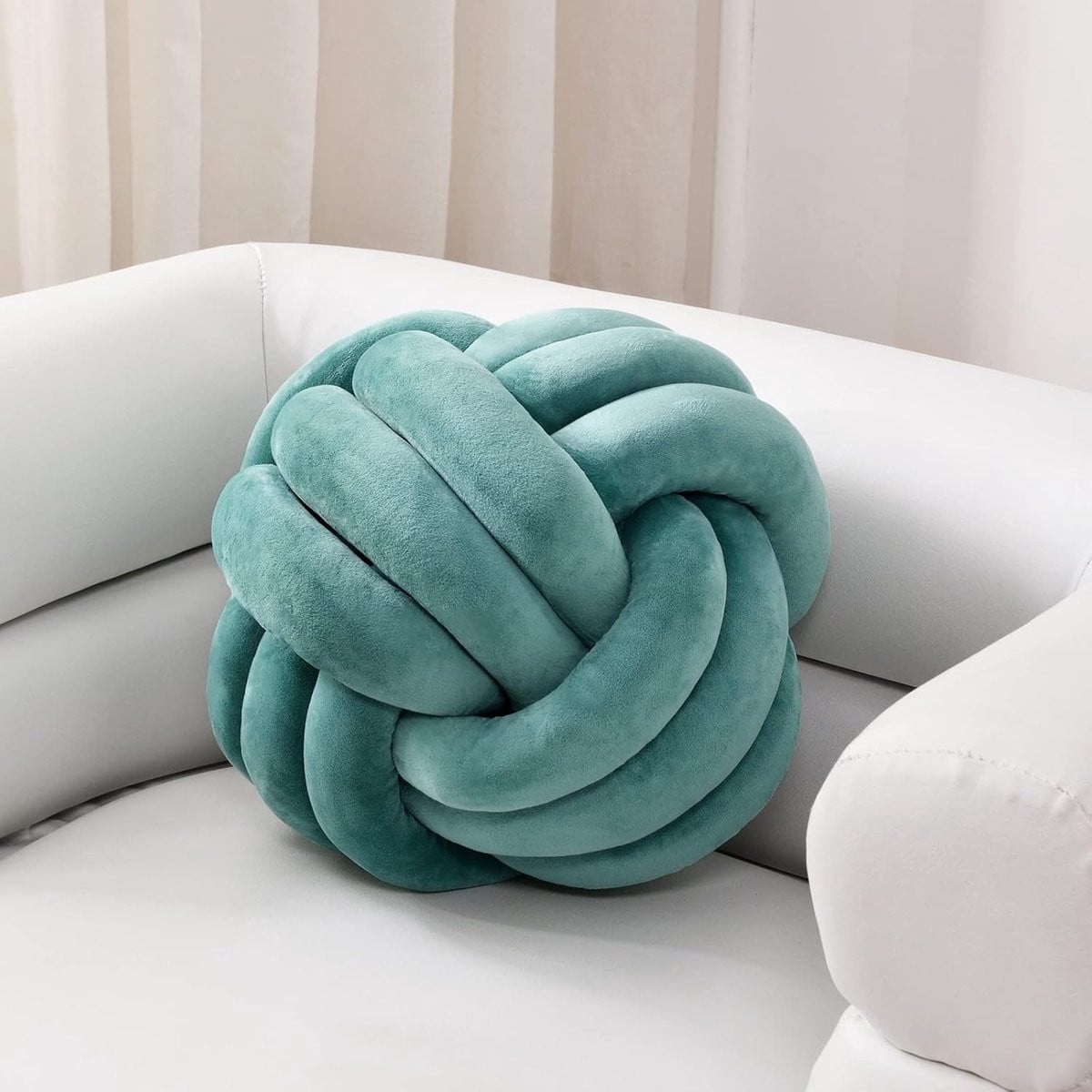 Rond Knoopkussen van Pluche in Groenblauw - 20 cm