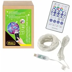 Idena 12x Smart LED-Lichterkette USB Bluetooth App Fernbedienung Timer Musik RGB 12m 100 LED Innen bunt