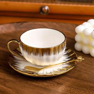 Modern Mode Marketplace Elegant Bone Espresso Cups Set With Saucers & Spoon Luxury Coffee Cup Experience a