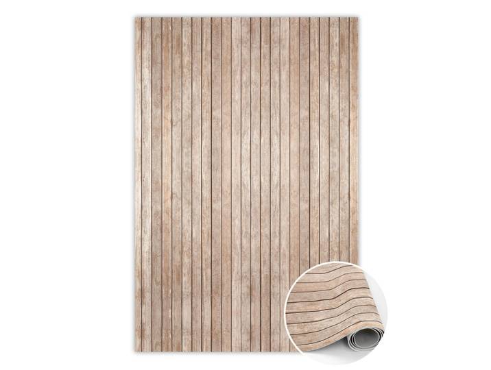 Tulup Vinyl Teppich 150x225 cm Gestreiftes Brett, Braun, Kunststoff, Rechteckig, 150x225 cm, Teppiche und Böden, Teppiche, Outdoorteppiche