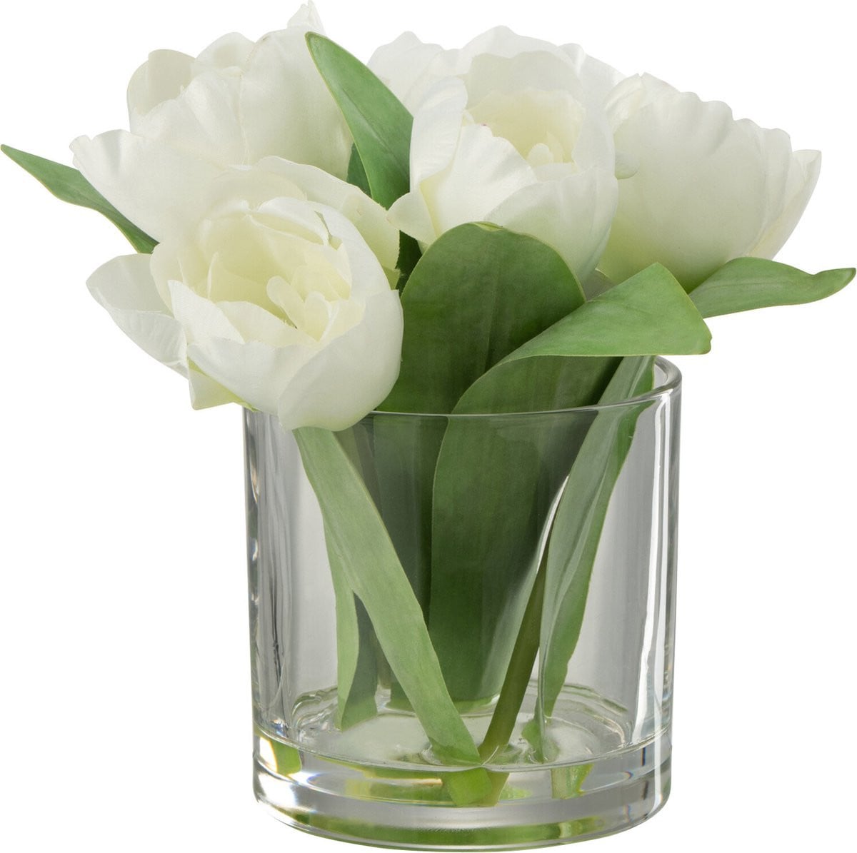 J-Line Tulpen in ronde vaas - Wit - Small