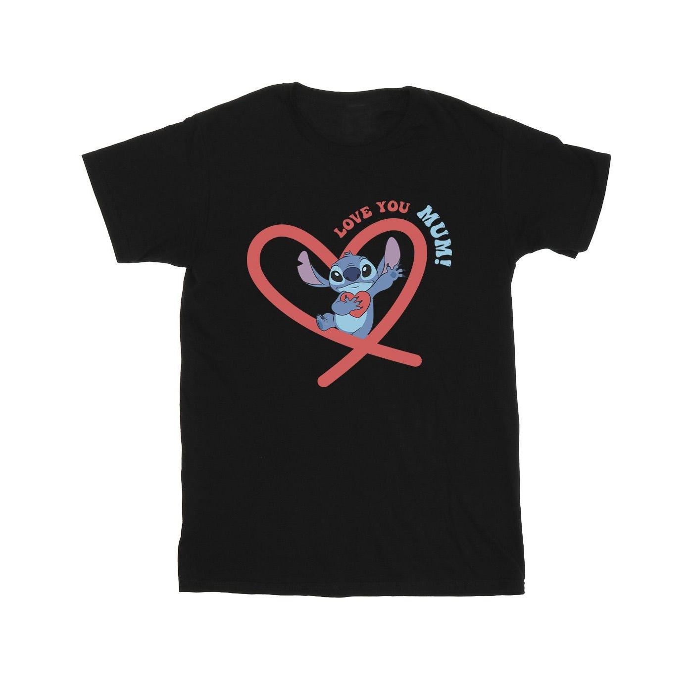 Disney Jongens Lilo & Stitch Love You Mama T-Shirt (Zwart)