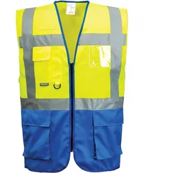 Warnweste Executive "WARSCHAU" Kl. 1 - 3XL - gelb/royal