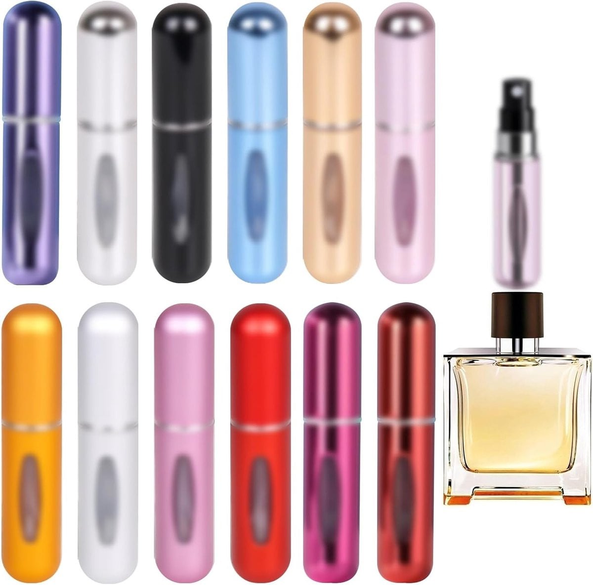 Set van 12 herbruikbare mini sprayflessen van 5ml voor parfum, lekvrij en draagbaar voor onderweg en reizen