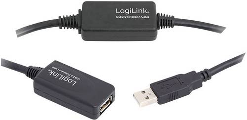 LogiLink USB-Kabel USB 2.0 USB-A Stecker, USB-A Buchse 15.00 m Schwarz UA0145