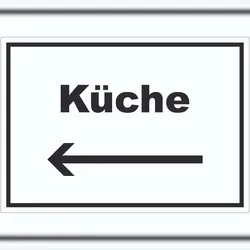 HB-Druck Küche Aufkleber mit Text und Richtungspfeil links Kitchen cucina waagerecht A2 (420x594mm)