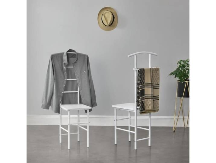 Valet de Chambre Anaheim Métal MDF Blanc