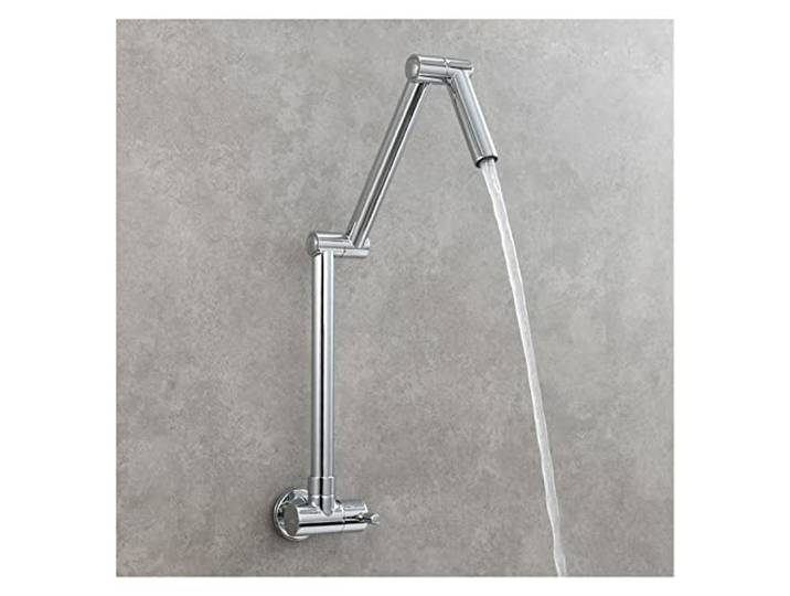 Küchenarmatur, Klappbarer Wasserhahn aus Messing mit zwei Gelenken, Schwenkarm, Wandmontage, Küchenarmatur, nur Kaltwasserhahn(1 UK)