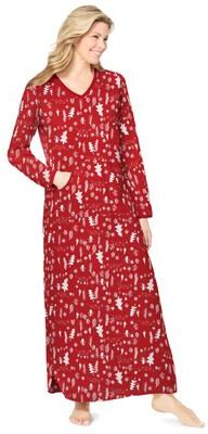 Plus Size Women's Long Printed Sleep Shirt by Dreams & Co. in Classic Red Winter Trees (Size 18/20) Nightgown