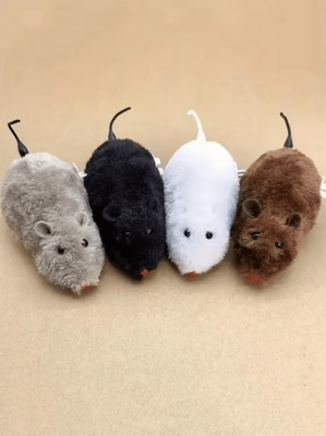 Inspire Curations ScurryPaws Wind Up Mouse Toy Interactive Plush Chase Toy For Cats & Small Dogs multicolor 4pcs Color Random