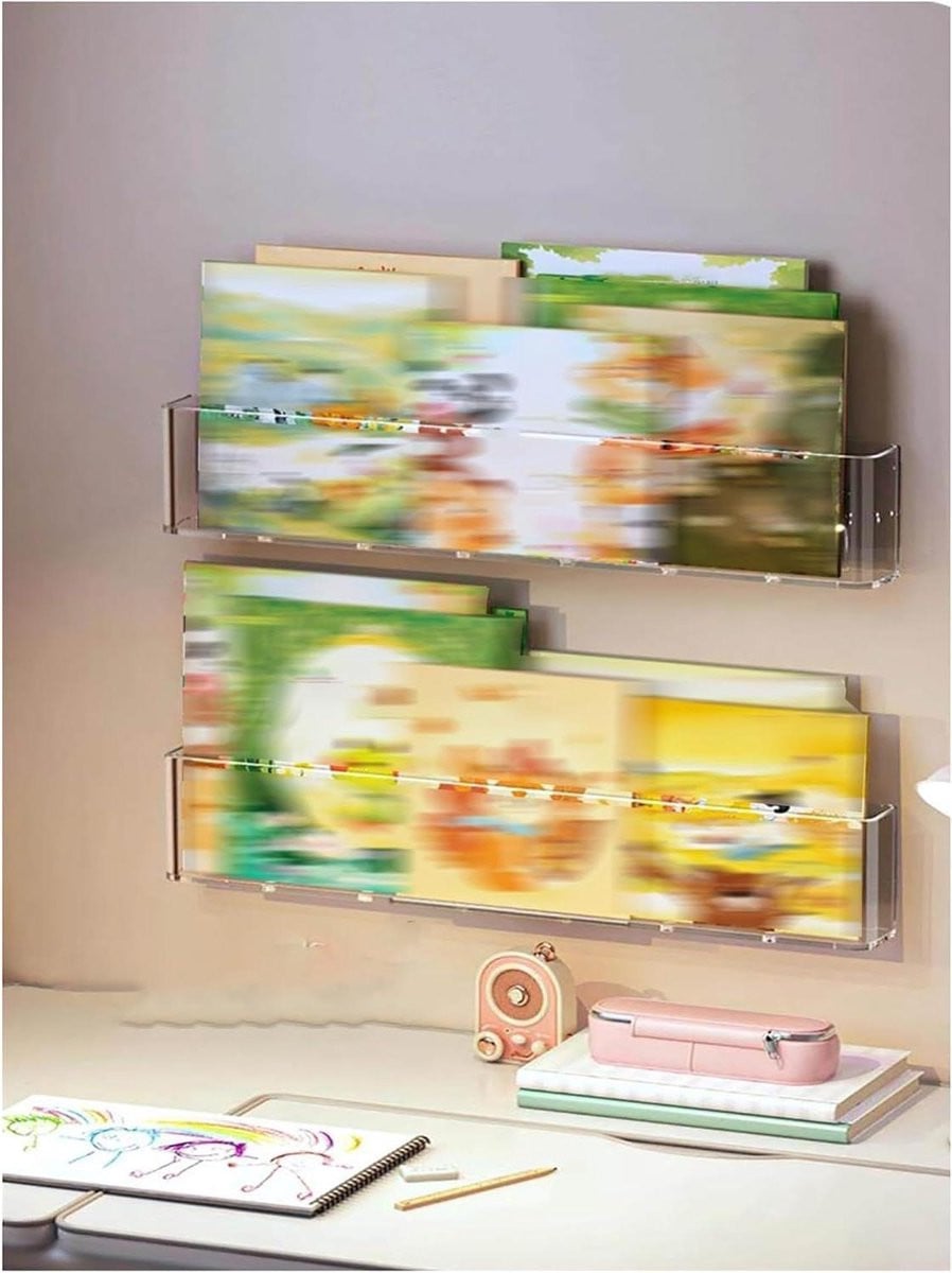 Acryl Tijdschriftenhouder Transparant - Ruimtebesparend Wandrek voor Literatuur - 45 cm
