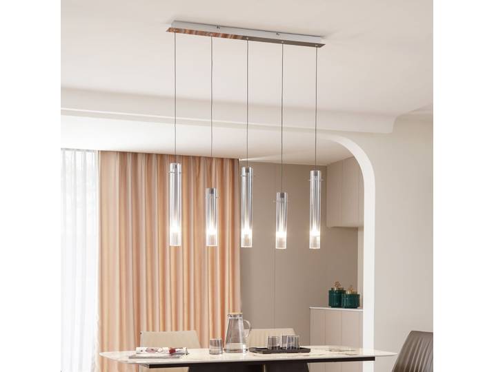 Korvitha 5 LED Suspension Smoke/Silver - Lucande - Cuisine - Moderne - Verre - Multi-ampoules