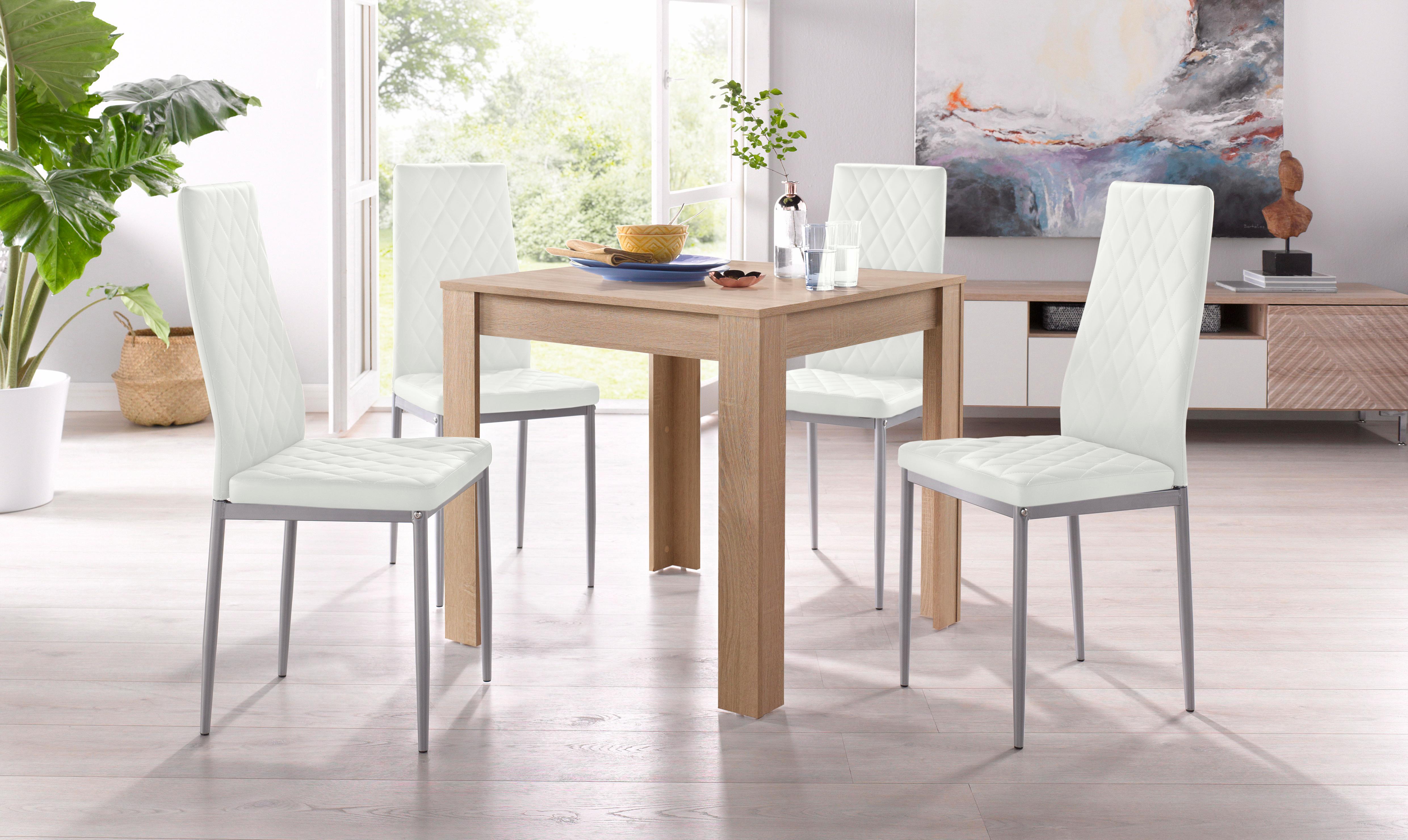 Essgruppe GOODPRODUCT, weiss (eichefarben sägerau, weiß), Sitzmöbel-Sets, Essgruppe, mit Tisch in Eichefarben Sägerau, Breite 80 cm eichefarben sägerau, weiß Einheitsgröße