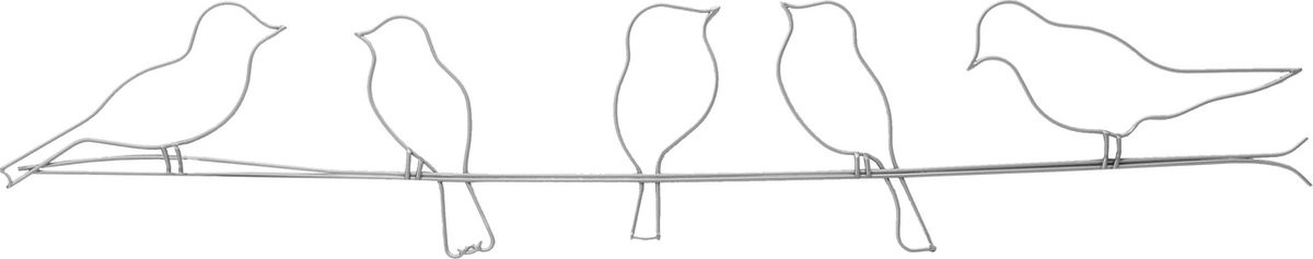 Art for the Home Metal Wanddecoratie Vogels op Draad Zilver 60 x 12,5 cm
