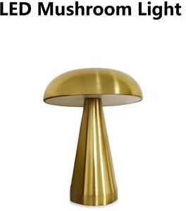 Friendly Fresh Finds Retro Mushroom LED Desk Lamp Touch Sensor Rechargeable Night Light gold