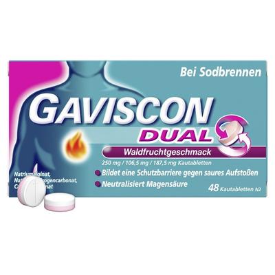 Gaviscon Dual Waldfrucht 250mg/106,5mg/187,5mg KTA 48 St Kautabletten
