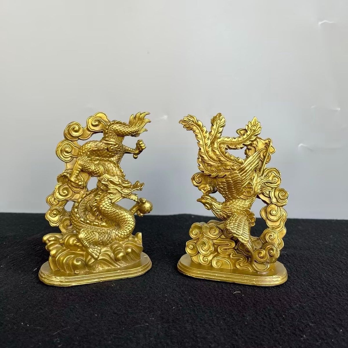 Handgemaakt Koperen Draak en Feniks Beeld - Fengshui Ornament voor Huisdecoratie
