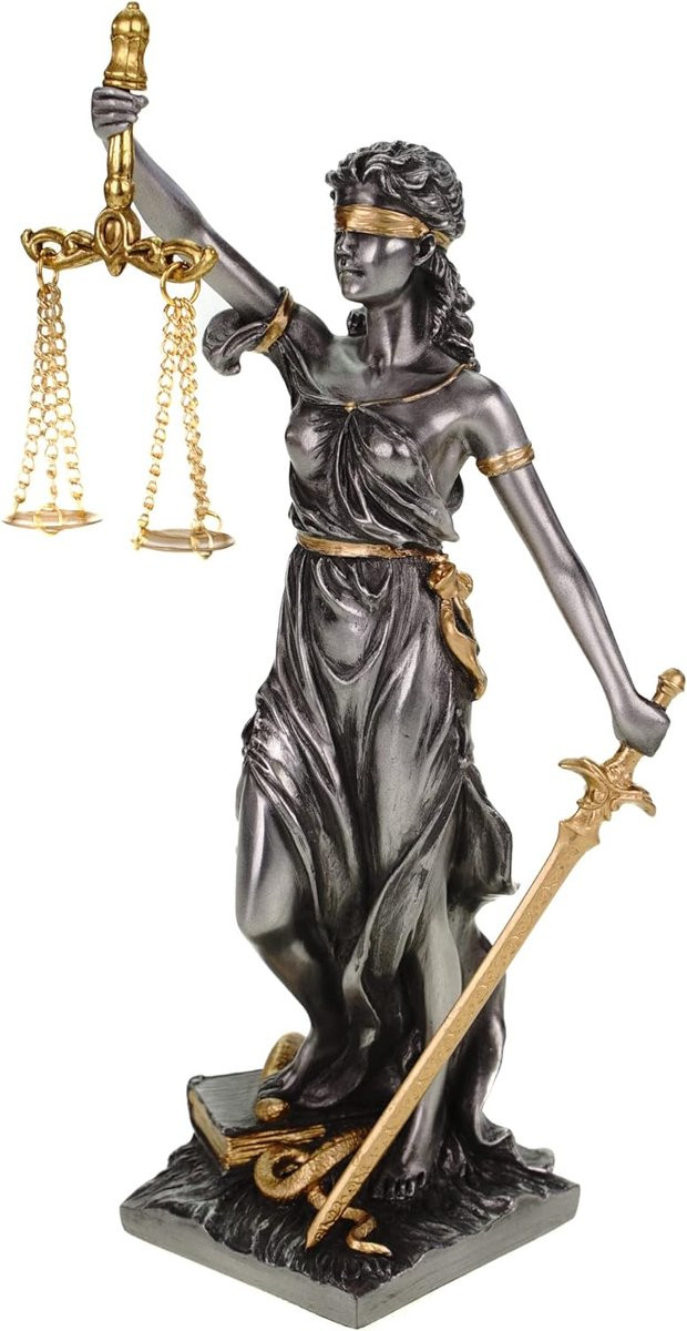 Veronese Design Beeld Vrouwe Justitia - Romeinse Godin van Rechtvaardigheid - Hoogte: 21 cm