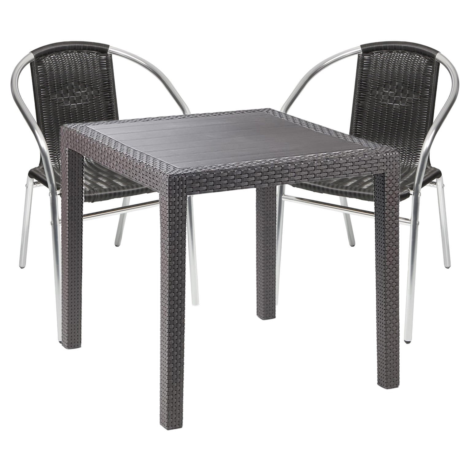 Mojawo Zitset Bistroset 3-delig van aluminium en kunststof voor tuin, terras of balkon