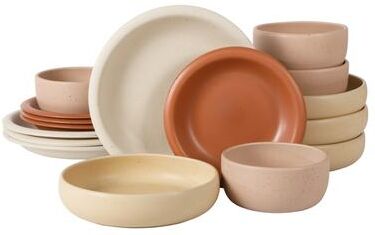 Bloomhouse Corsica Clay 12 Piece Stoneware Reactive Glaze Dinnerware Set